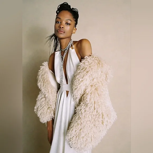 NWT Free People Ivory Silky Cocktail Maxi Sz L - Picture 13 of 13